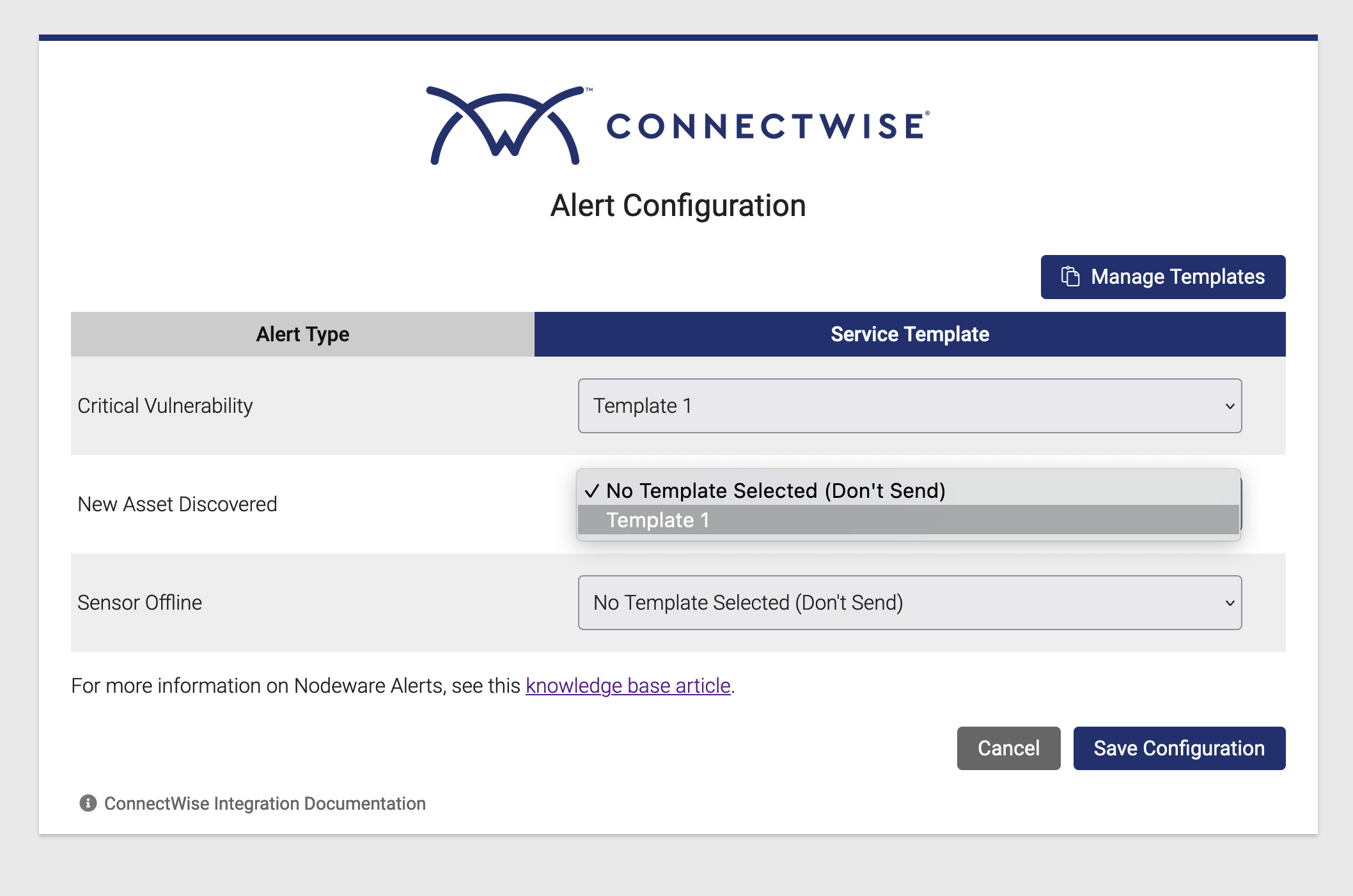 Configure connectwise psa™ integration