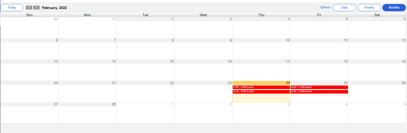 How to display evens on calendar control in pega 8.5