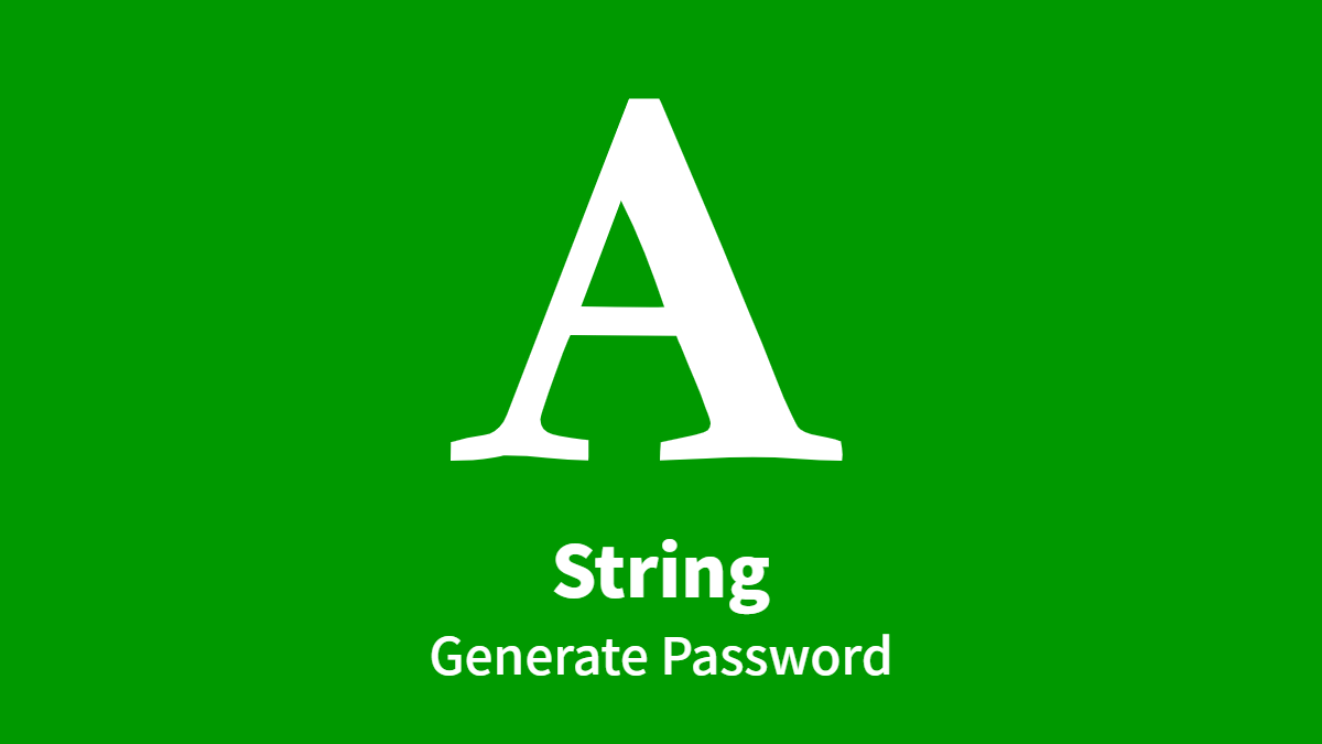 String, Generate Password