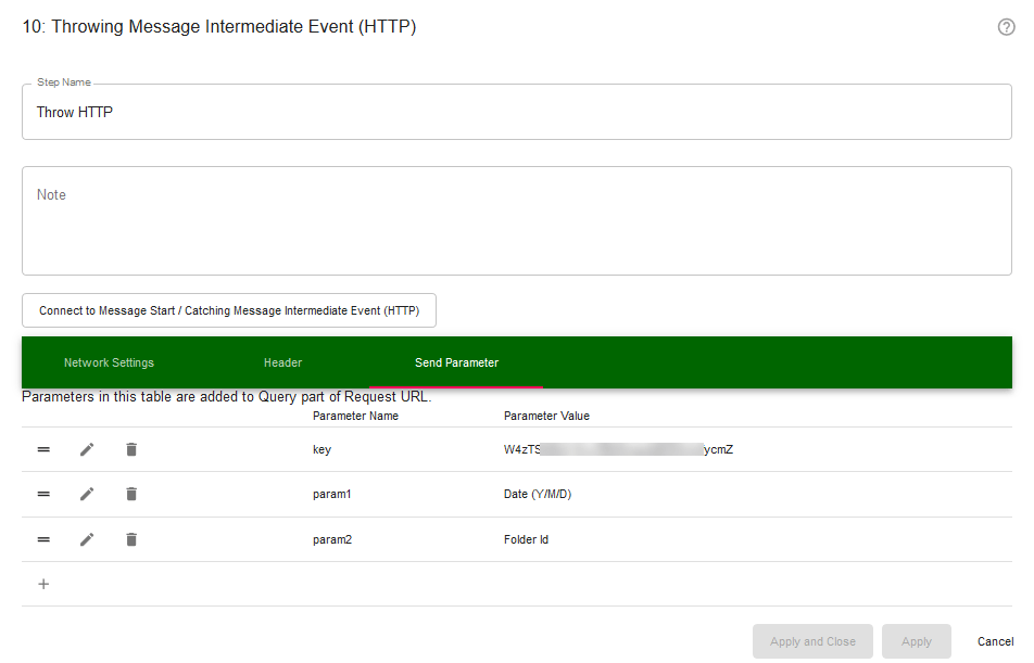 Throwing Message Intermediate Event (HTTP) Questetra Support