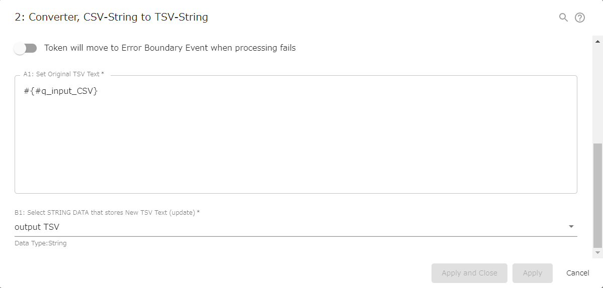 Converter, CSVString to TSVString Questetra Support