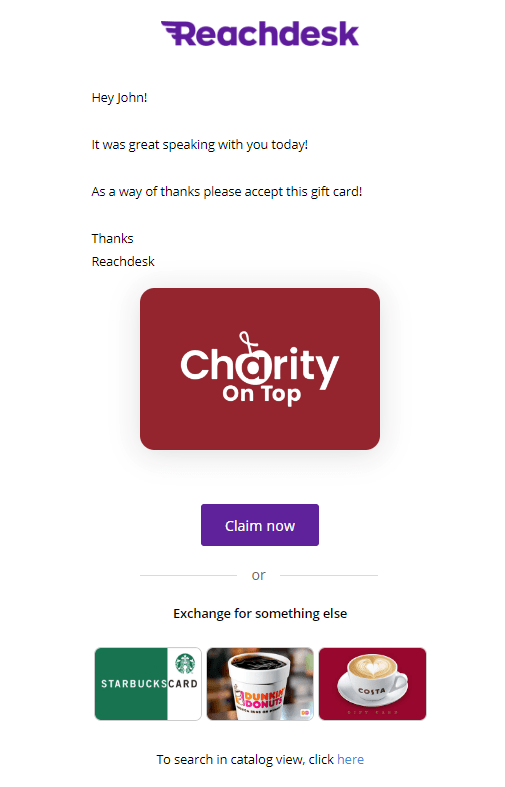 Main egift card option