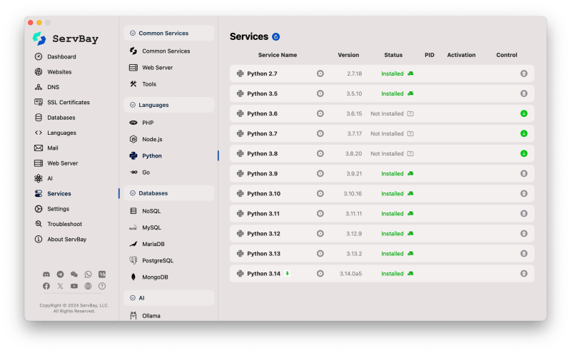 Support For Multiple Databases Servbay The Best Local Php Python - Best Light Designs in HD