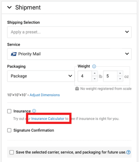 Insure a package