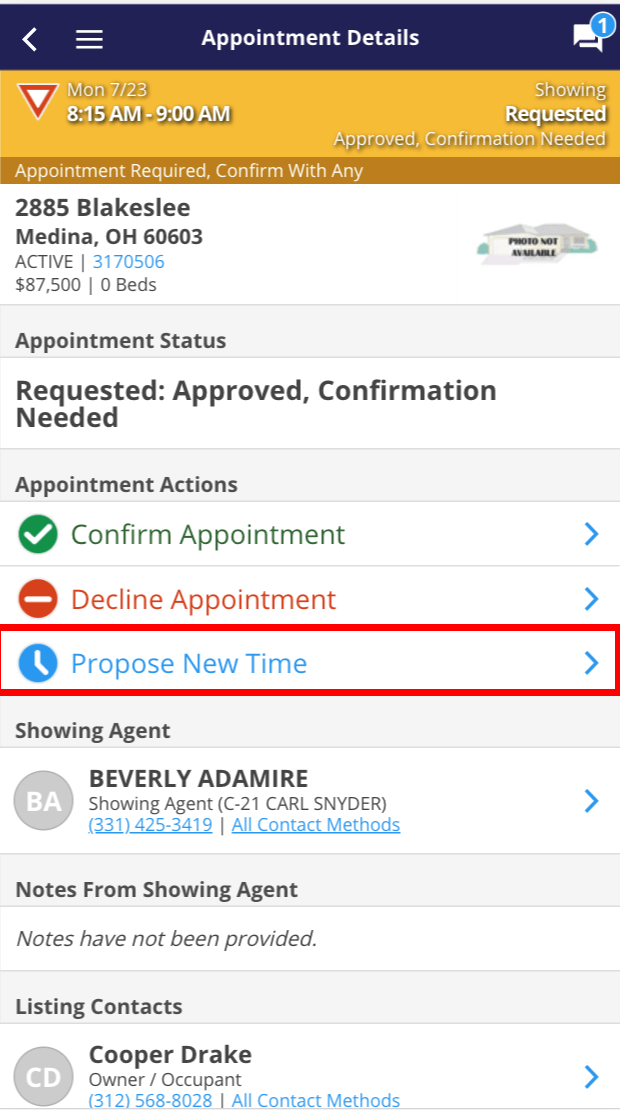 In addition to the standard “yes,” “no,” and “maybe” options, there is now a “propose a new time” button. Proposing A New Time Showingtime For The Mls Help Training