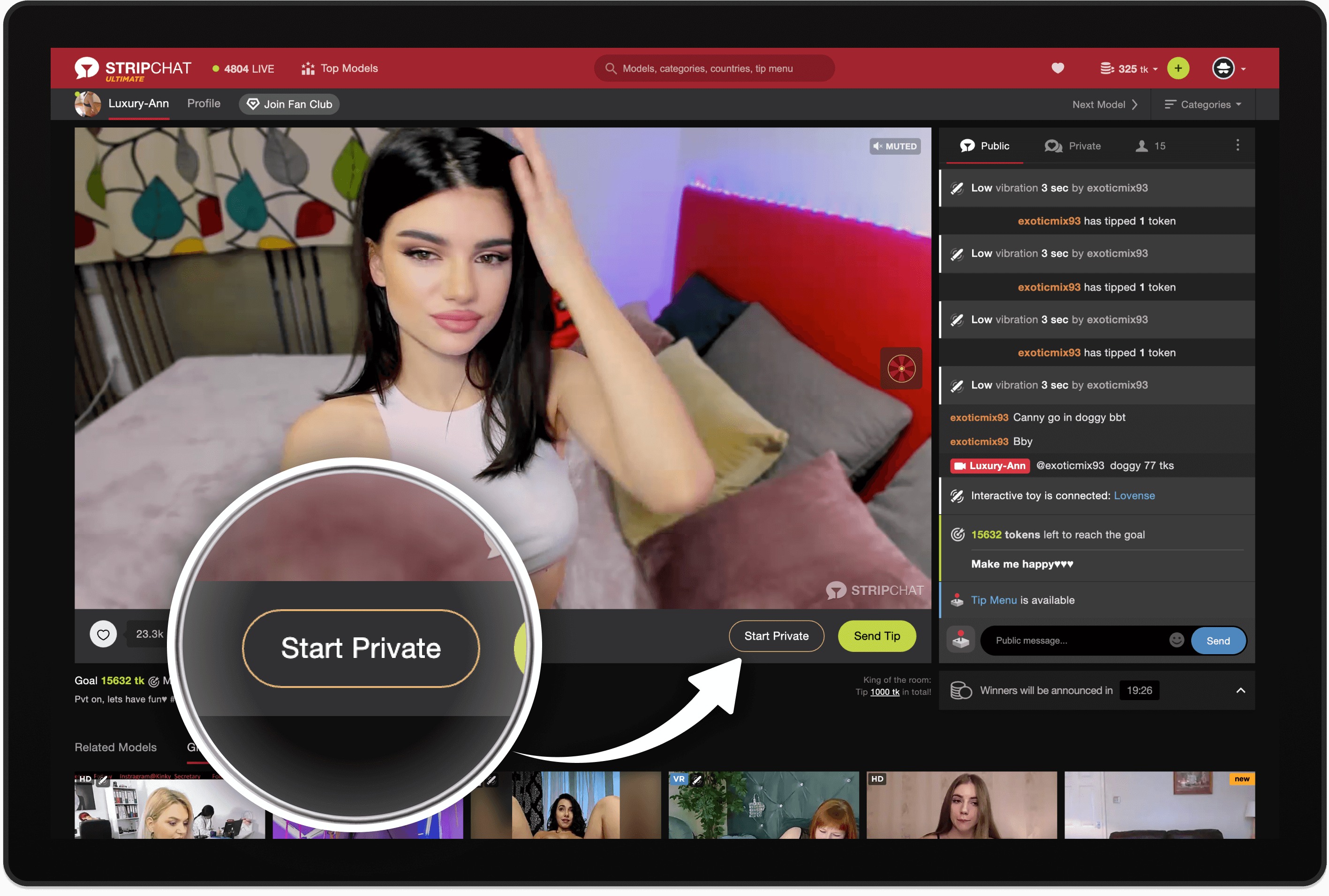 Strip chat webcam