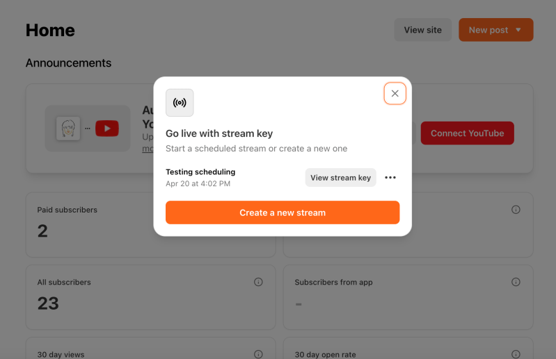 Live Video On Substack Via Rtmp Substack Inc - Download High Quality Light Image | HD