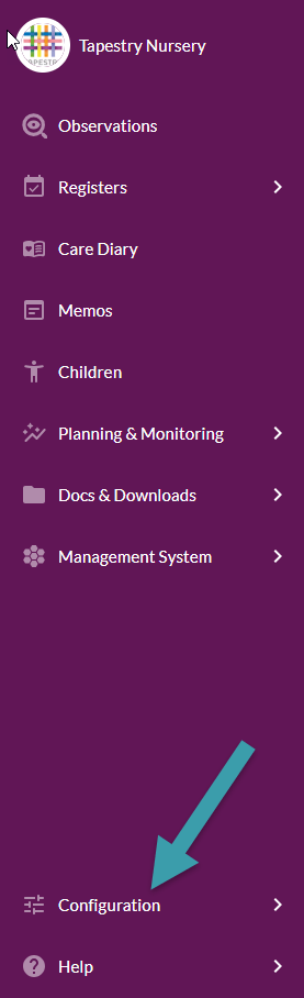 Screen shot: configuration button