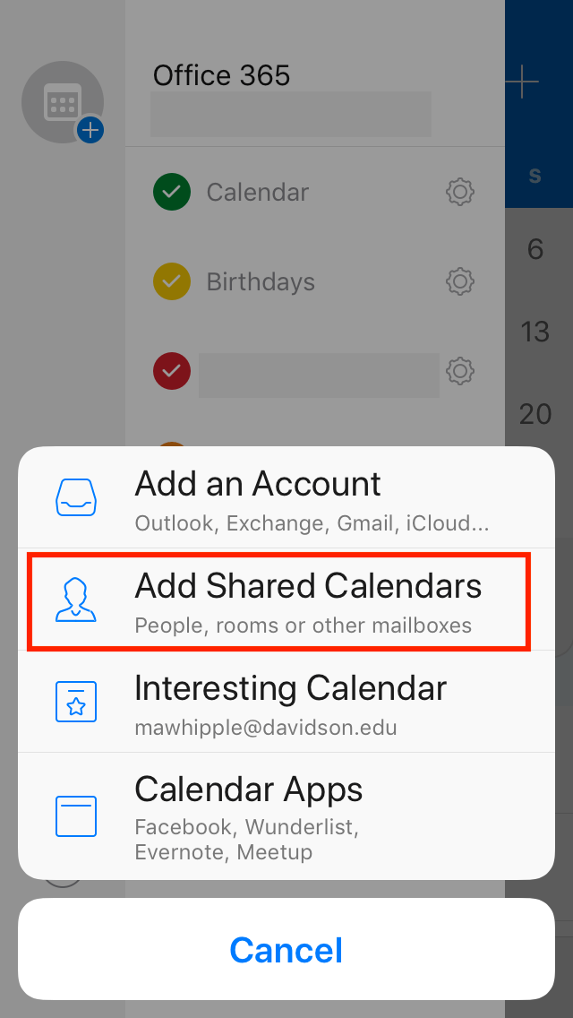 Add shared calendar outlook app