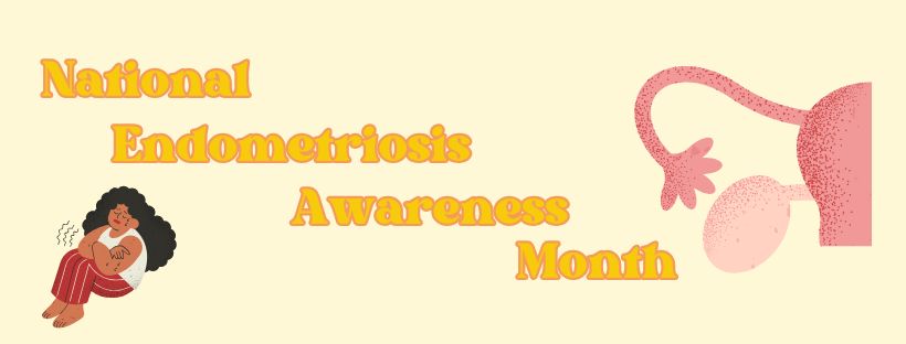 EndometriosisAwarenessMonthImageofCervixandaSeparateImageofWomanLyinginPain