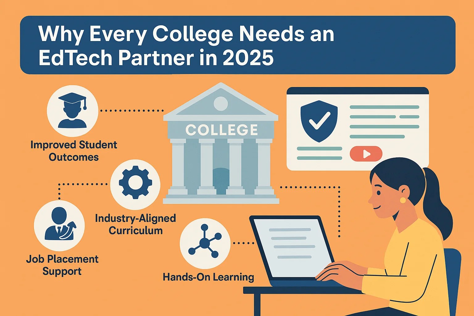 A visual representation of why Indian colleges need EdTech partnerships in 2025 to boost student outcomes, job readiness, and curriculum alignment.  