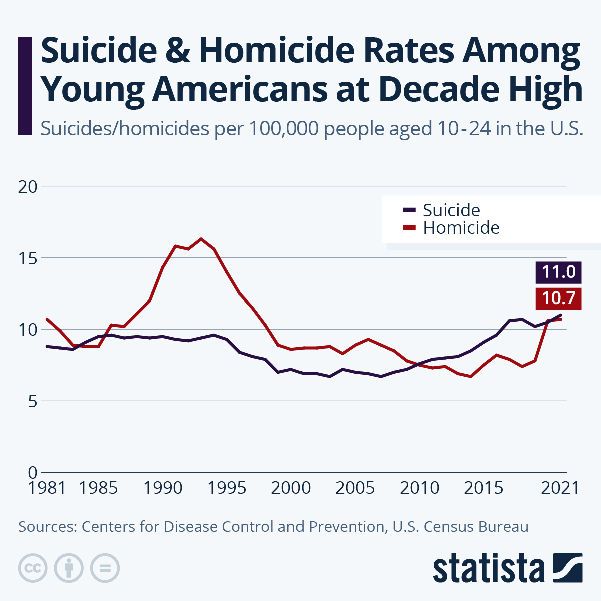 Suicide & Homicide Rates Among Young Americans At Decade High