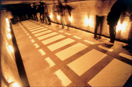 The building was originally built as an underground concrete bunker to shelter Cologne's railway workers during the Second World War. Room size; 16mx3mx2m