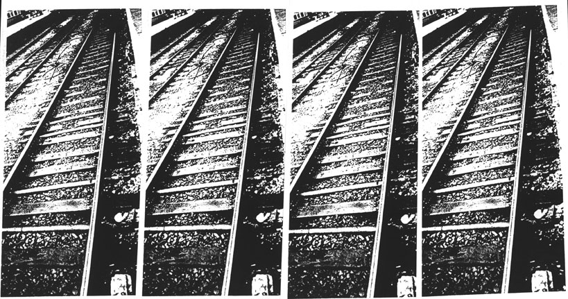 Photocopied images of a photograph taken at Liverpool Lime St station.