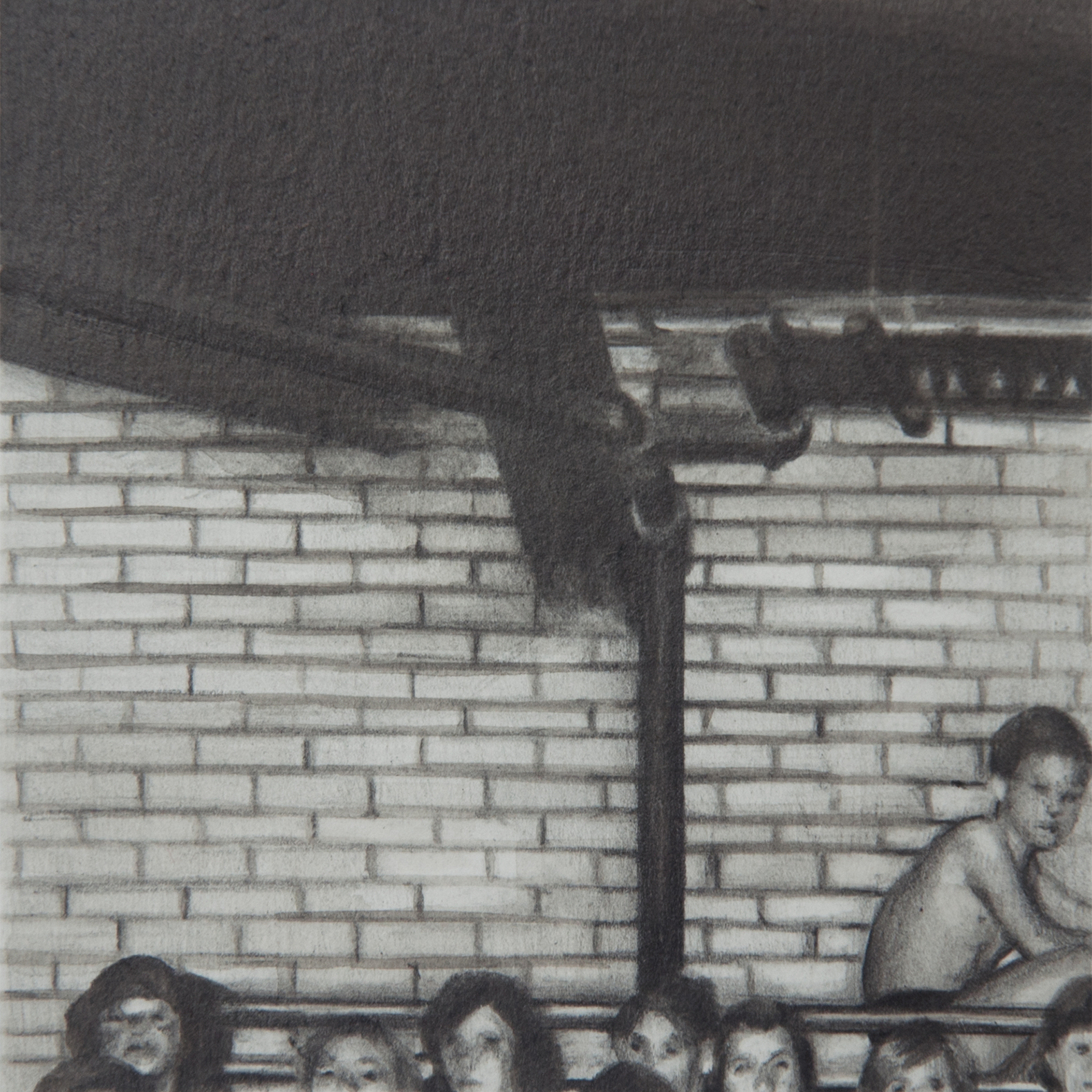 Susannah Douglas, Team (fragment 9), pencil and ink on paper, 8cm x 8cm, 2015