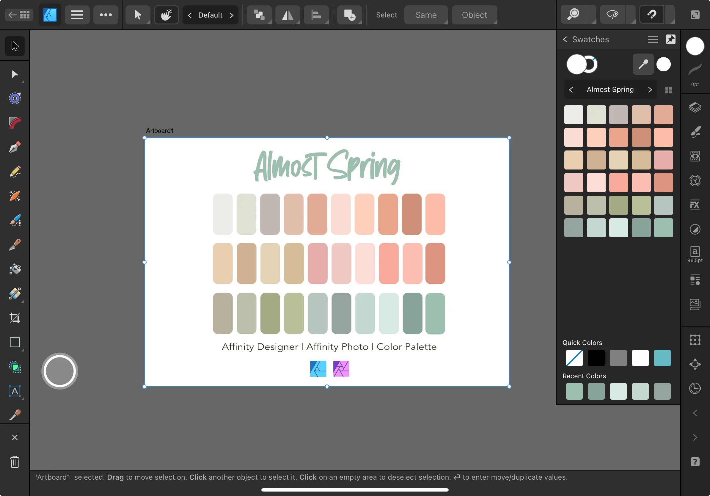 Affinity Designer Color Palette Bundle | Almost Spring | Color Swatches | Instant Download | Digital Color | Affinity Photo | 30 Colors