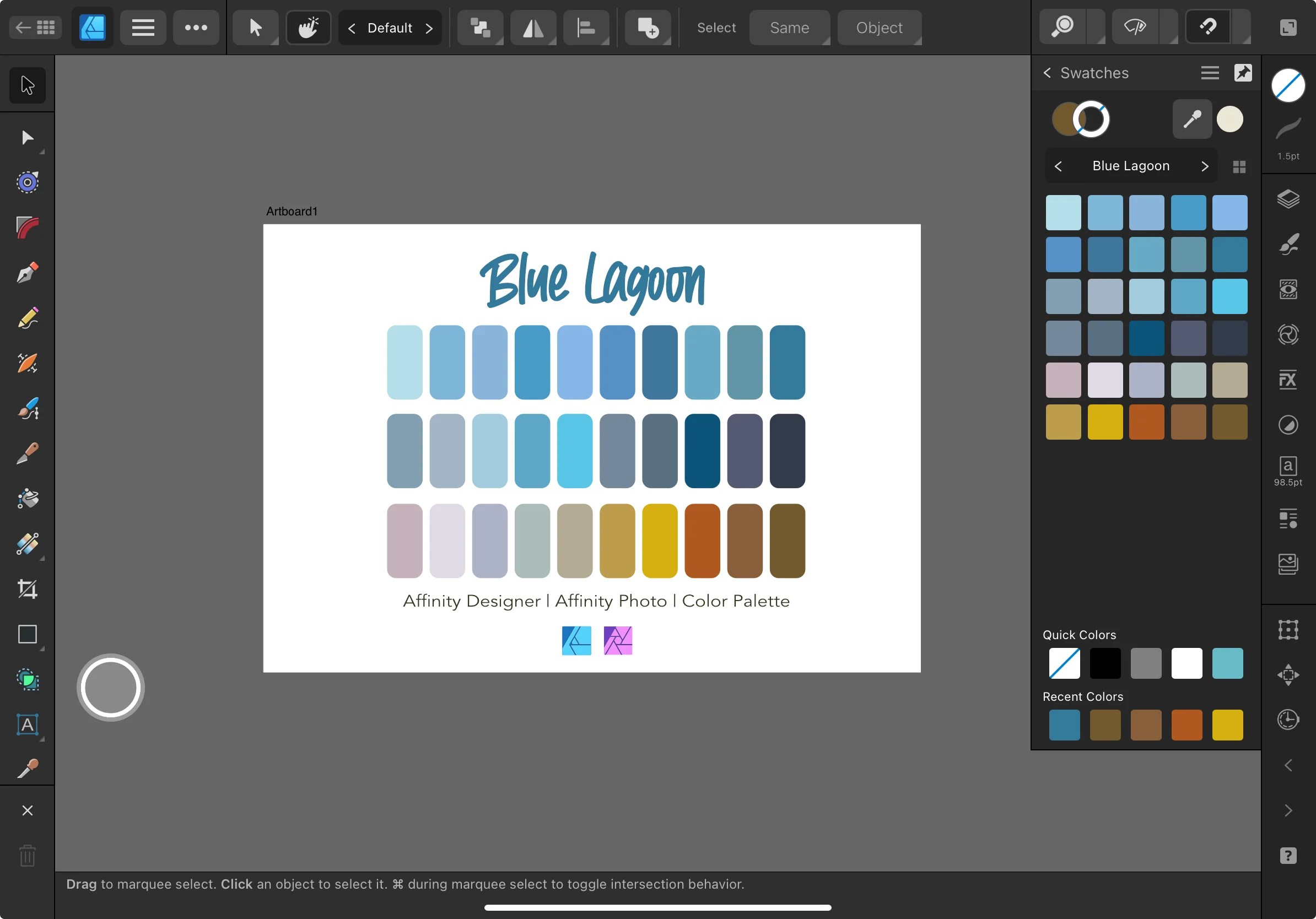 Affinity Designer Color Palette Bundle | Blue Lagoon | Color Swatches | Instant Download | Digital Color | Affinity Photo | 30 Colors