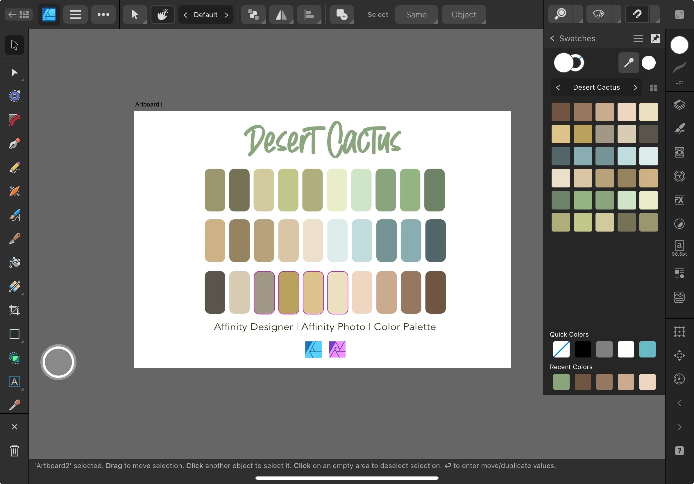 Affinity Designer Color Palette Bundle | Desert Cactus| Color Swatches | Instant Download | Digital Color | Affinity Photo | 30 Colors