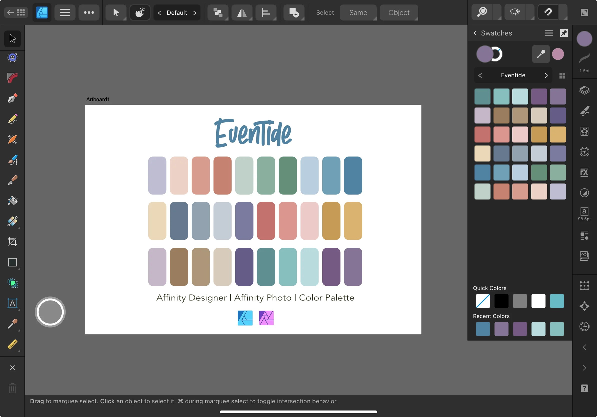 Affinity Designer Color Palette Bundle | Eventide| Color Swatches | Instant Download | Digital Color | Affinity Photo | 30 Colors