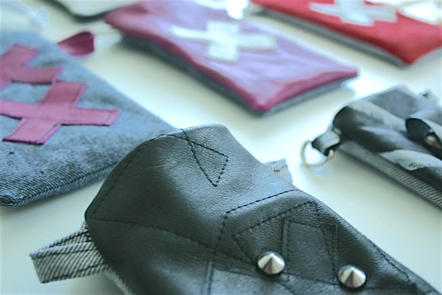 diy leather pouch with studs