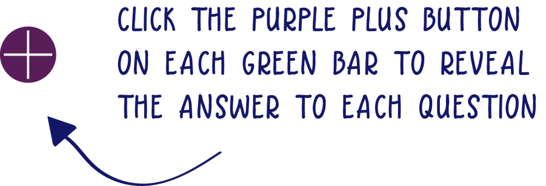 Click the purple plus button on each green bar to reveal  the answer to each question