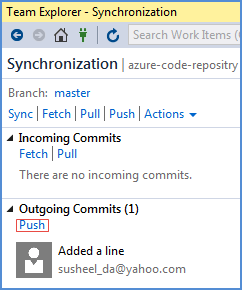 Outgoing commits to origin