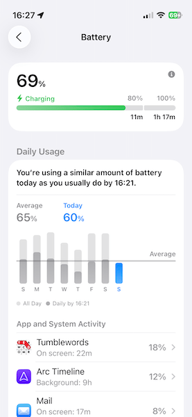 iOS 26 Battery Settings Time to Recharge