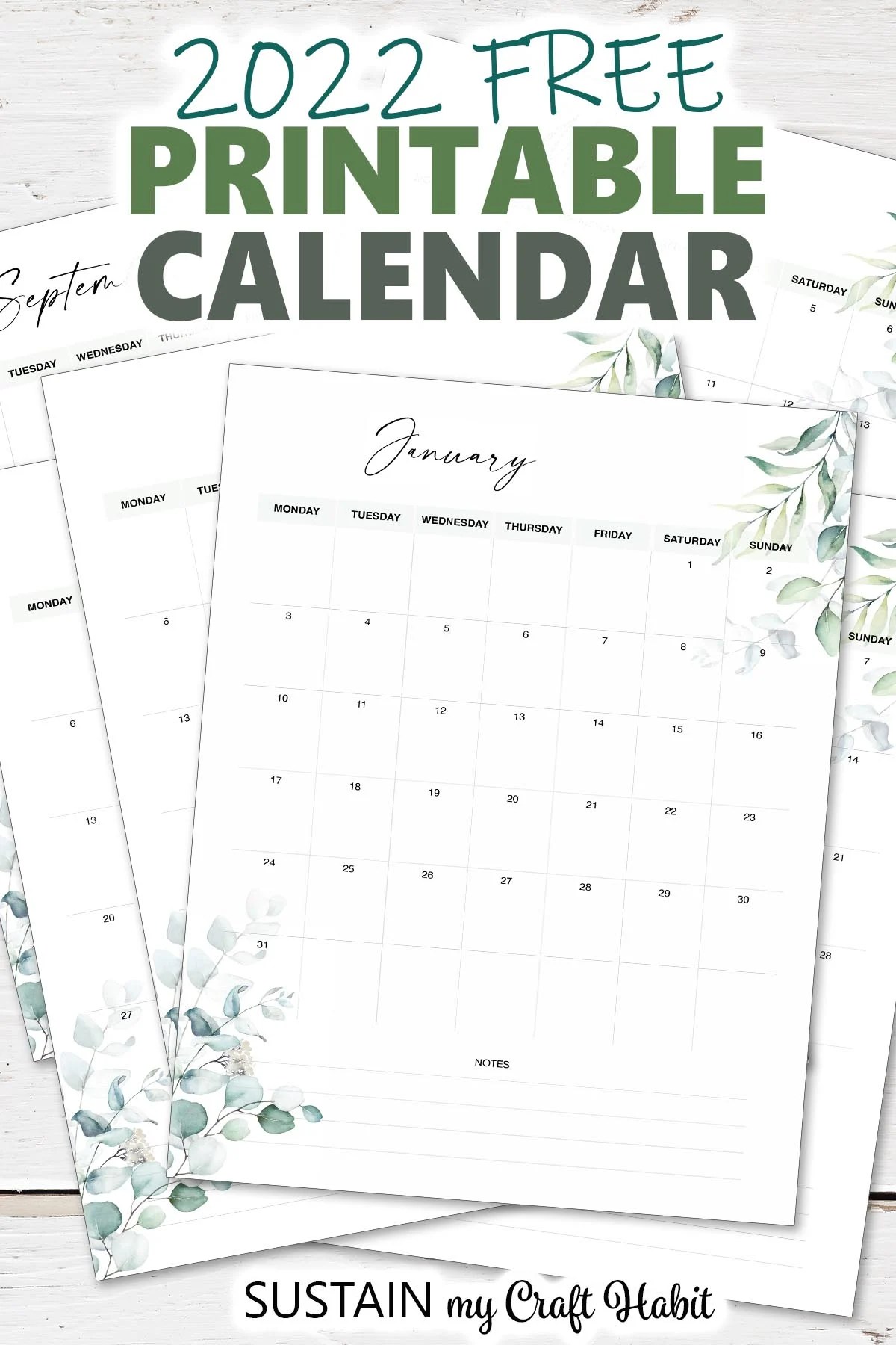 2022 free printable calendar sustain my craft habit