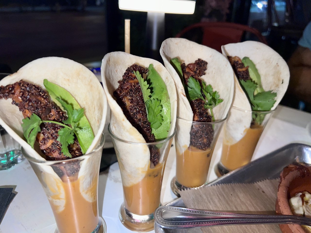 Miami Restaurant, La Diosa's in Quinoa Shrimp Tacos.