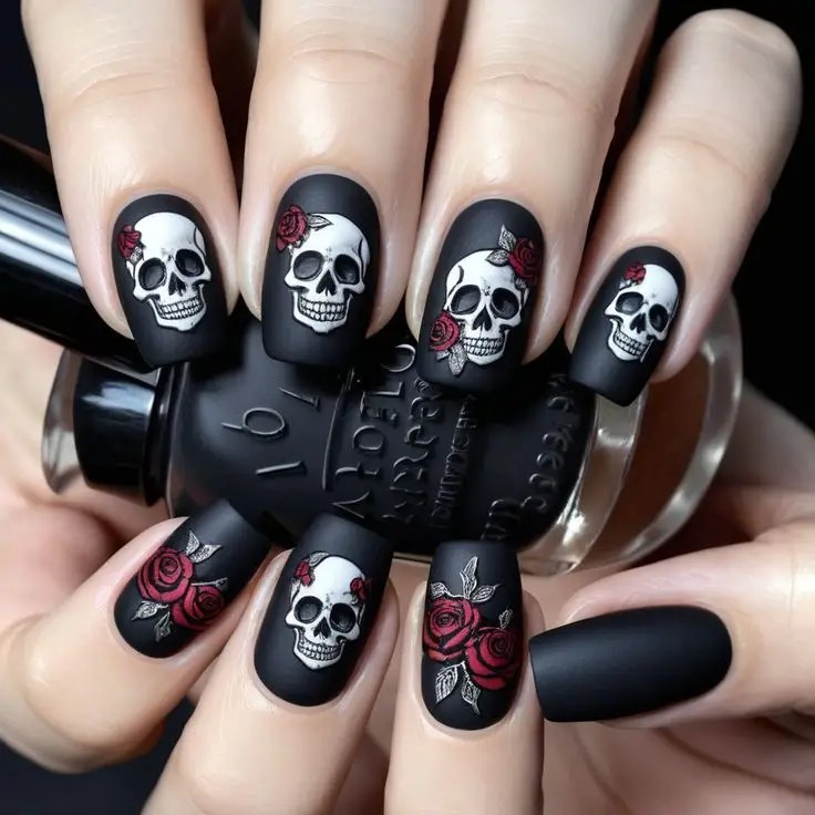 Skull Halloween Nails