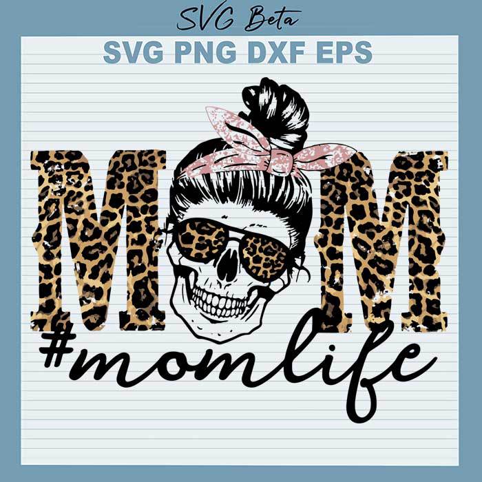 Leopard skull mom life svg