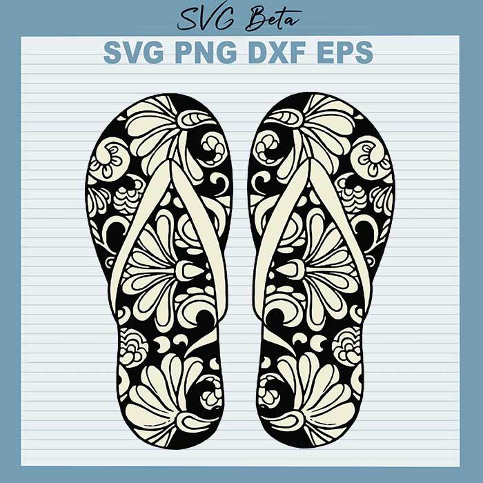 Beach zentangle flip flops svg