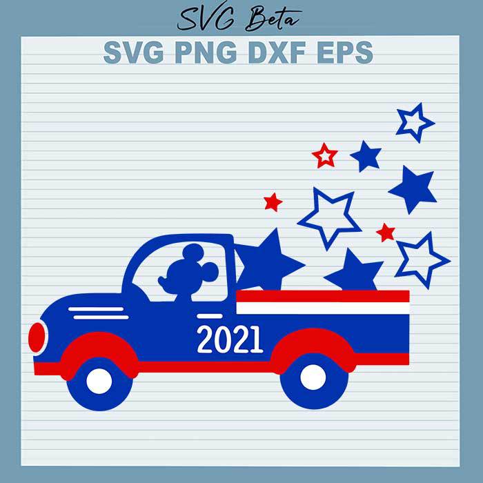 Mickey American Flag Car svg