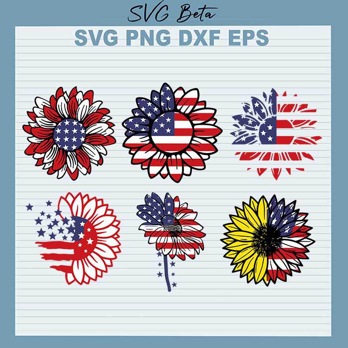 Sunflower American Flag Bundle SVG