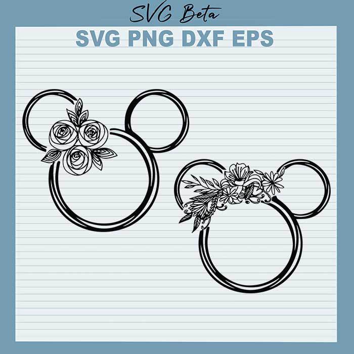 Floral Wreath Mickey Mouse SVG