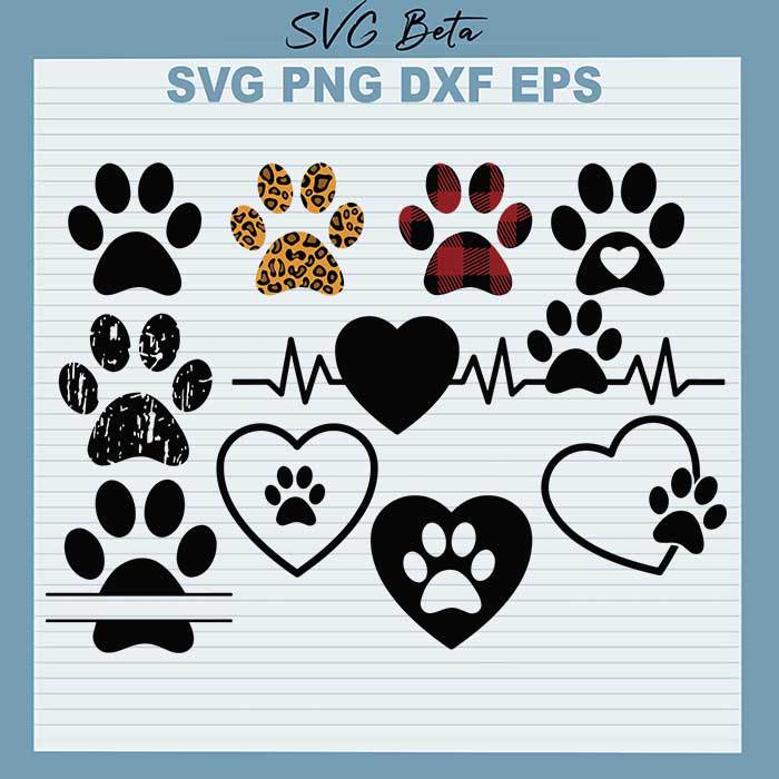 Dog Paw Heart Bundle svg