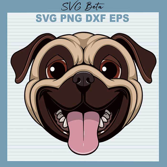 Peeking Smiling Pug Dog Breed svg