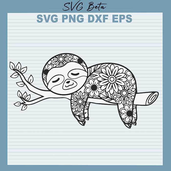 Floral Mandala Sloth svg