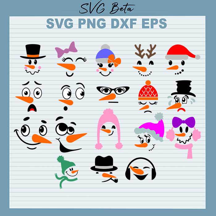 Bundle Winter Snowman Face svg
