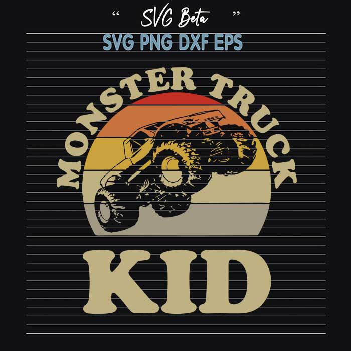 Vintage Monster Truck Kid svg