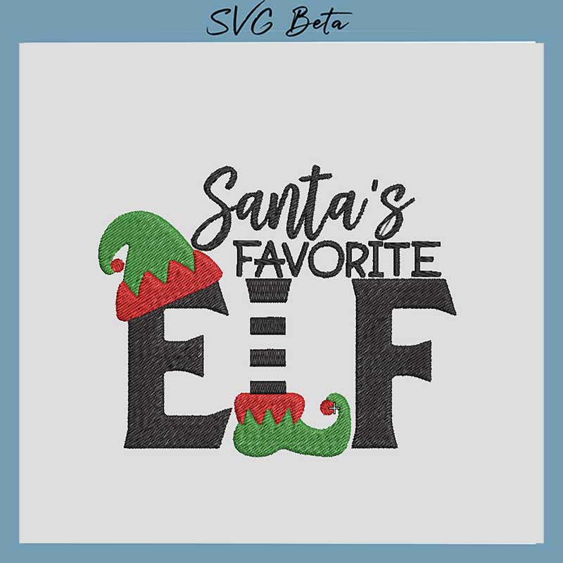 Santa's favorite elf embroidery design