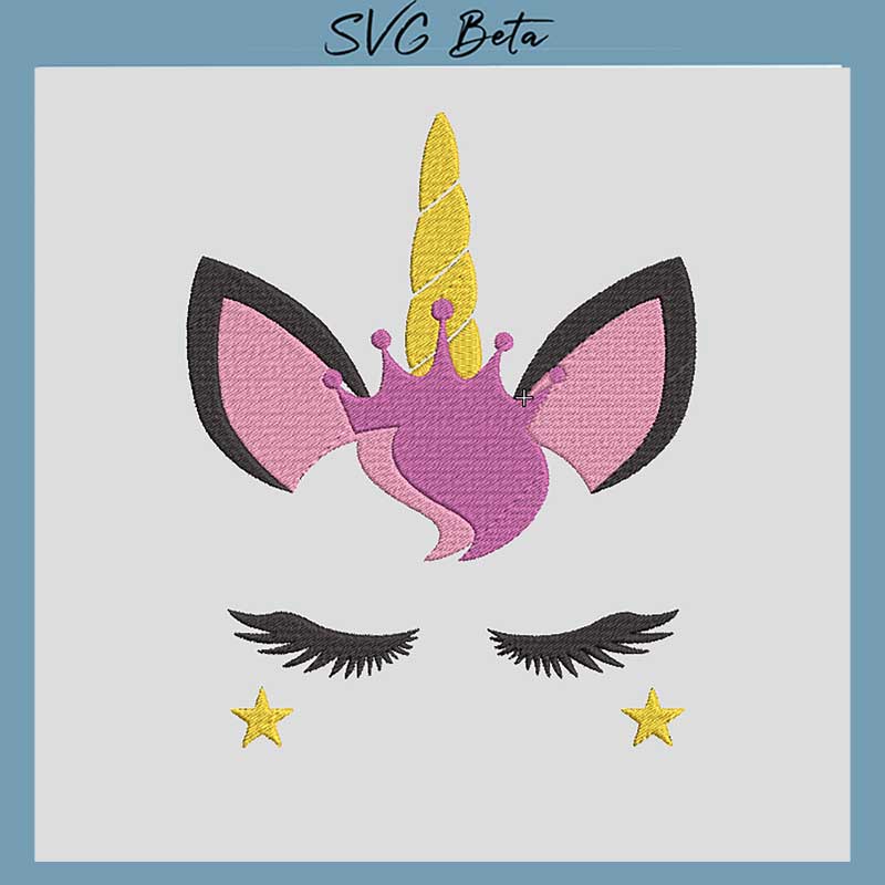 unicorn face embroidery design