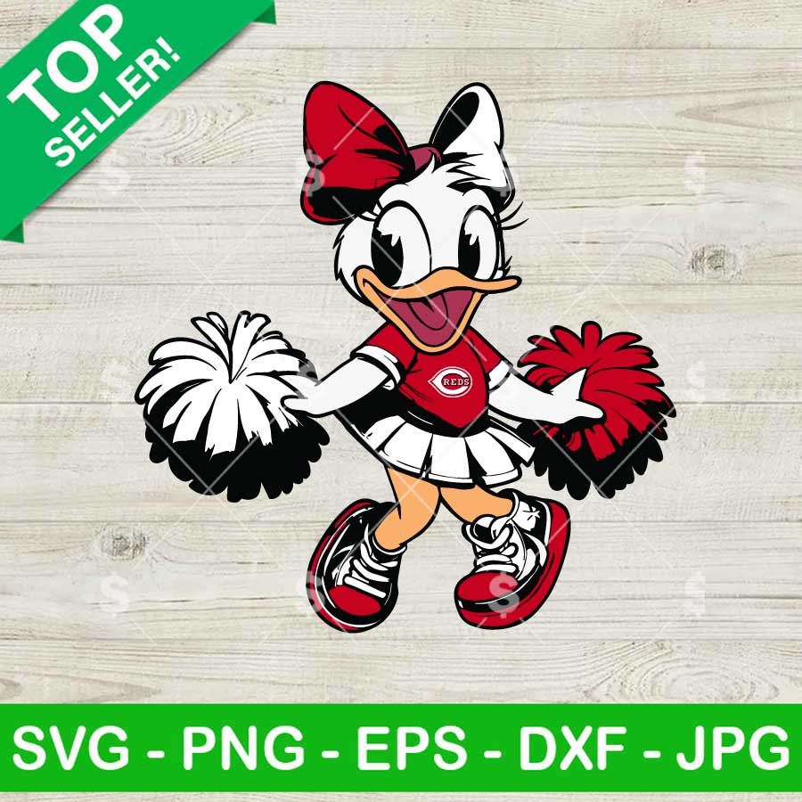 Cincinnati Reds Daisy Duck Cheerleader SVG, Disney Duck Baseball MLB SVG, Cincinnati Reds MLB SVG