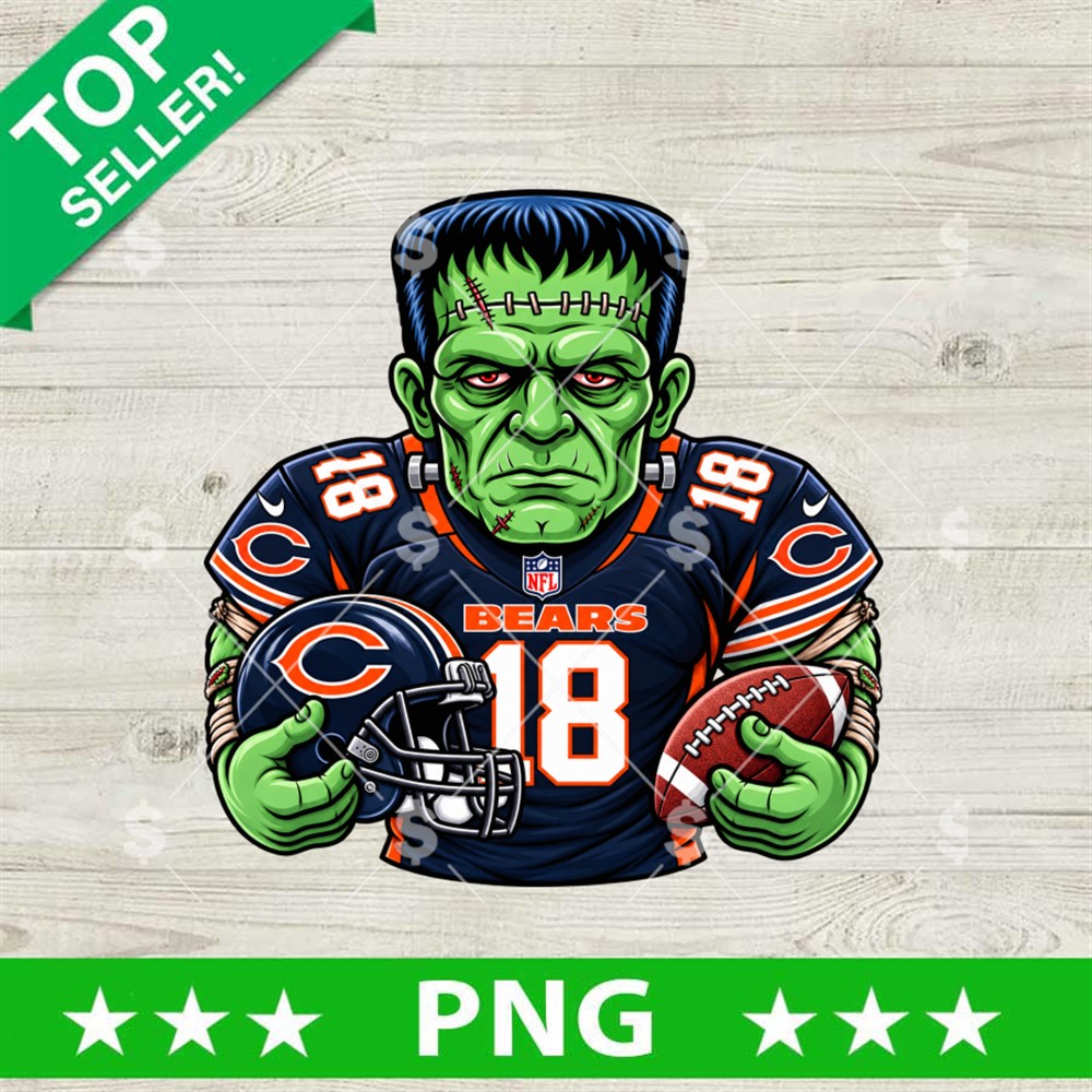 Chicago Bears PNG Frankenstein football design with Bears jersey helmet and football