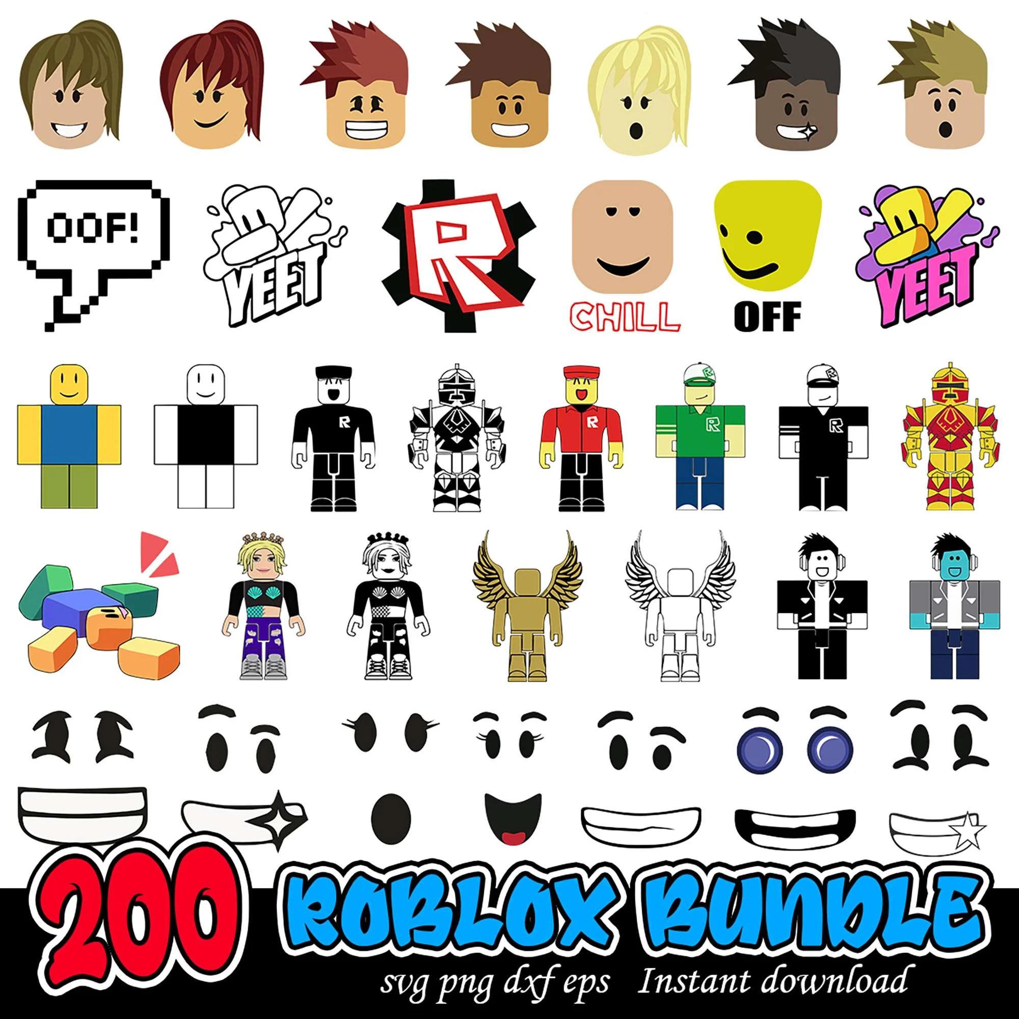 200 Roblox Character Bundle SVG Files For Instant Download Svgpan 