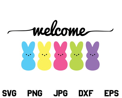 Free spring cut files at www.freesvgdesigns.com. Welcome Peeps Svg Welcome Peeps Svg File Easter Bunny Svg Peeps Svg Easter Peeps Svg Welcome