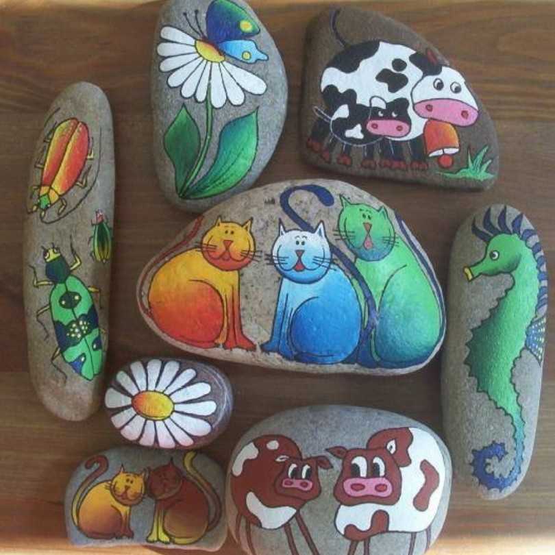 как нарисовать камни гуашью