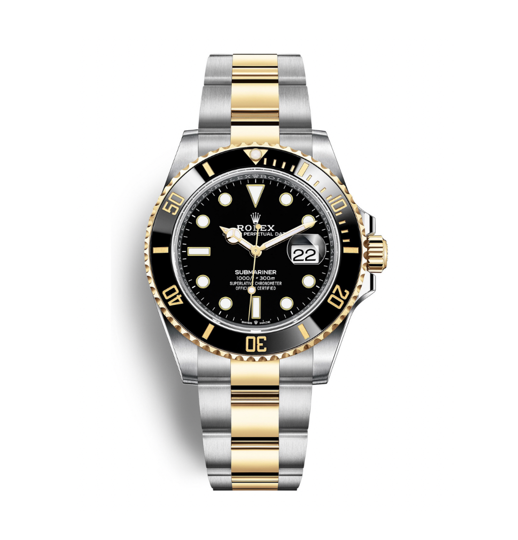 Submariner Two Tone Black Dial Quartz Watch