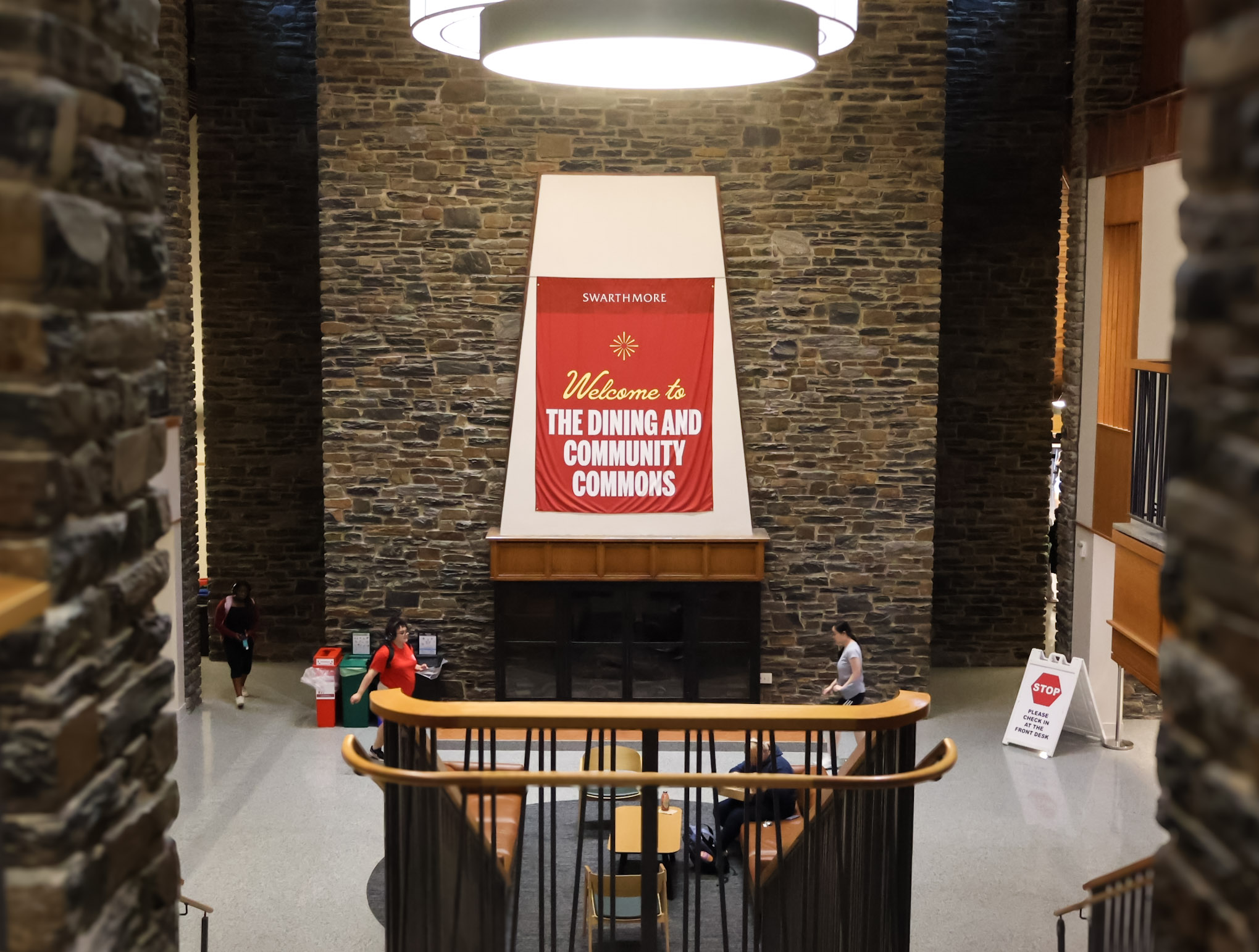 An image of a banner in the Dining and Community Commons that reads "Welcome to the Dining and Community Commons"