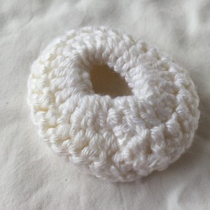 Hand Crocheted White Scrunchie